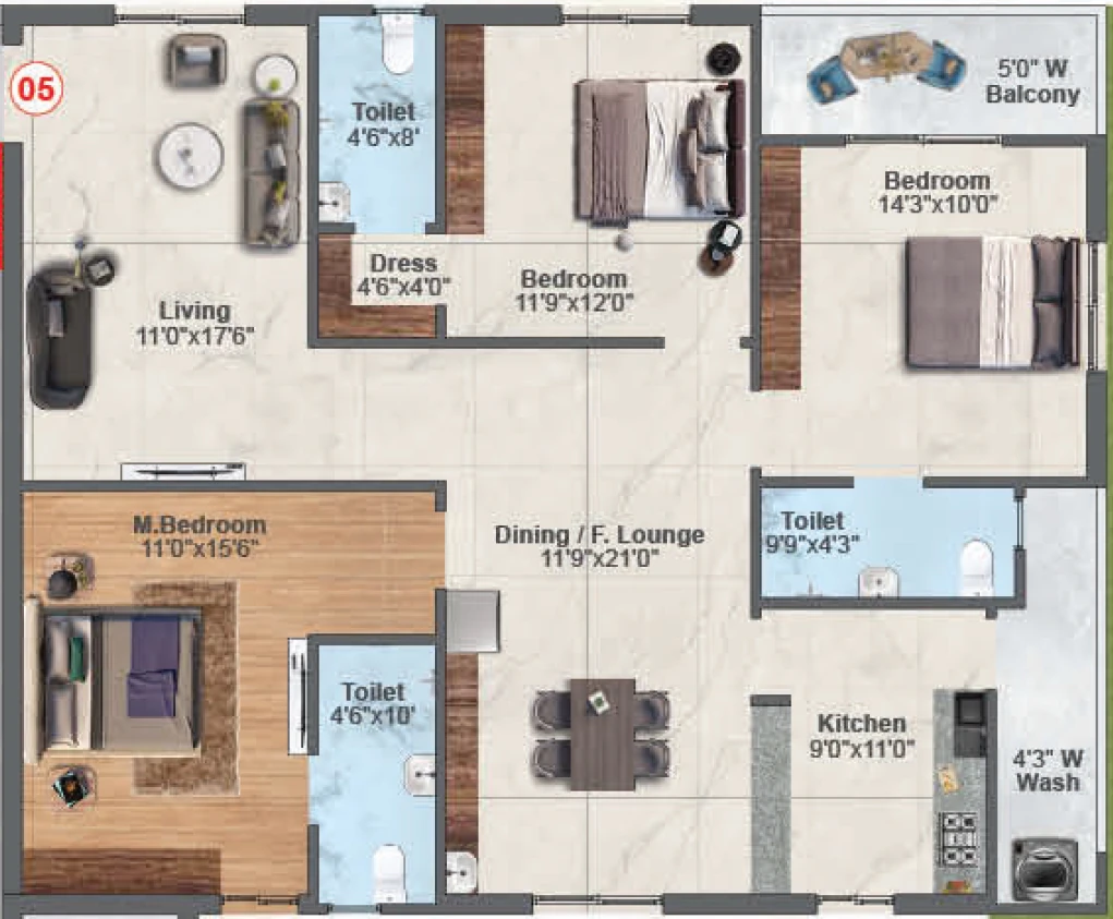 3 BHK Flat in Raj Royal Icon in Tadepalli, Vijayawada - Image 924457