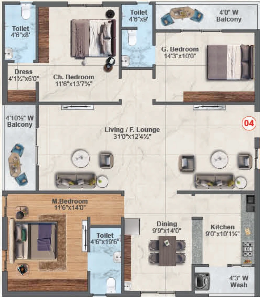 3 BHK Flat in Raj Royal Icon in Tadepalli, Vijayawada - Image 924458