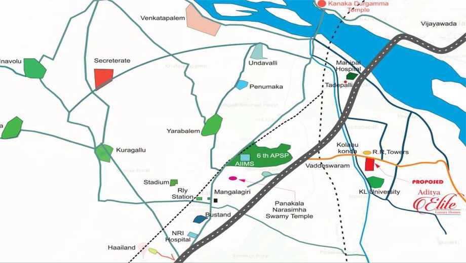 Location of Aditya Elite in Tadepalli, Vijayawada - Image 417939