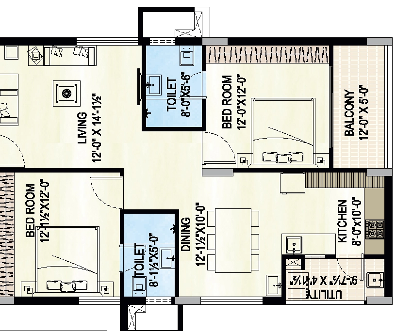 2 BHK Flat in Badris Jishnu Nivas in Tadigadapa, Vijayawada - Image 924475