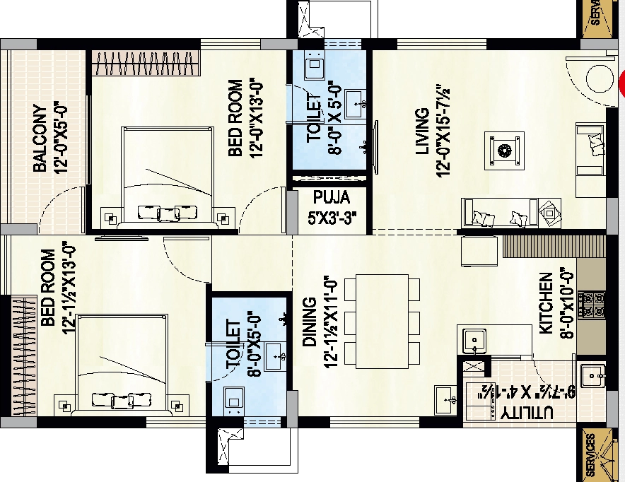 2 BHK Flat in Badris Jishnu Nivas in Tadigadapa, Vijayawada - Image 924476