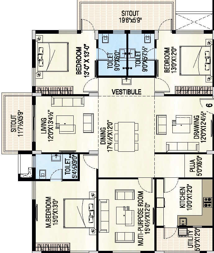 3 BHK Flat in Badris Jishnu Nivas in Tadigadapa, Vijayawada - Image 924482