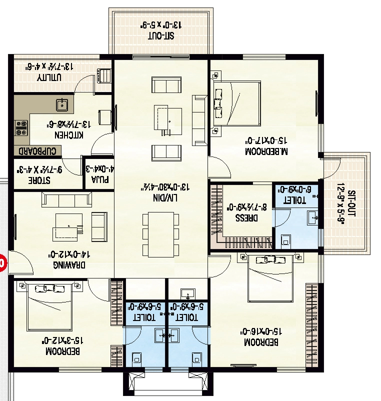 3 BHK Flat in Badris Jishnu Nivas in Tadigadapa, Vijayawada - Image 924483
