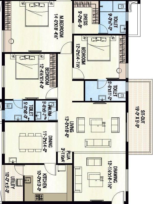 3 BHK Flat in Badris Jishnu Nivas in Tadigadapa, Vijayawada - Image 924484