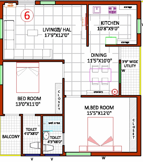 2 BHK Flat in Varahi Damayanti Residency in Kanuru, Vijayawada - Image 924486