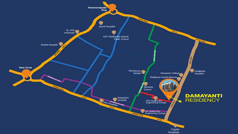 Location of Varahi Damayanti Residency in Kanuru, Vijayawada - Image 417993