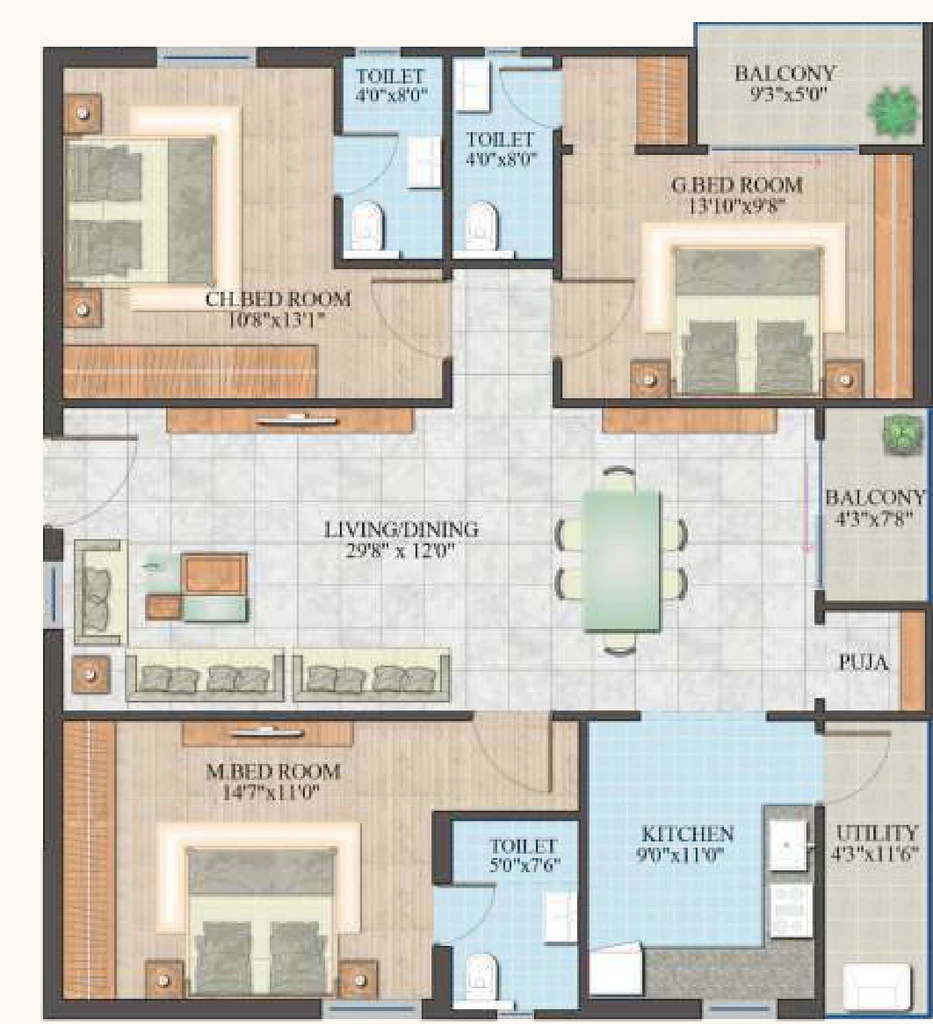 3 BHK Flat in PVR Bhavishya Hills in Tadepalli, Vijayawada - Image 924490