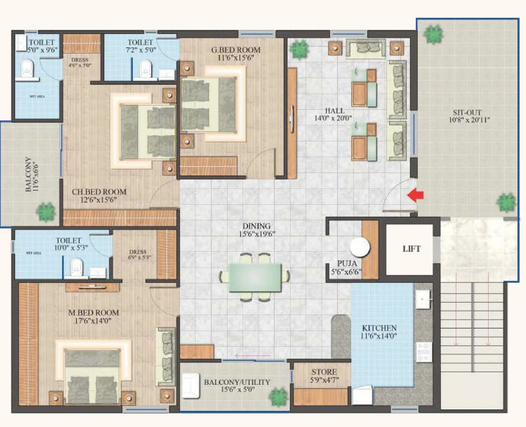3 BHK Flat in PVR Bhavishya Hills in Tadepalli, Vijayawada - Image 924493