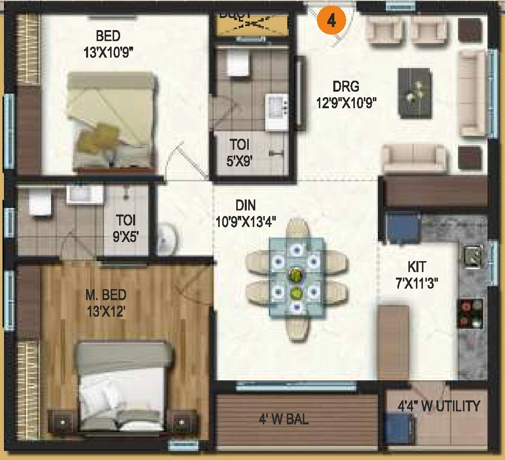 2 BHK Flat in Samhita Splendid Homes in Tadepalli, Vijayawada - Image 924497