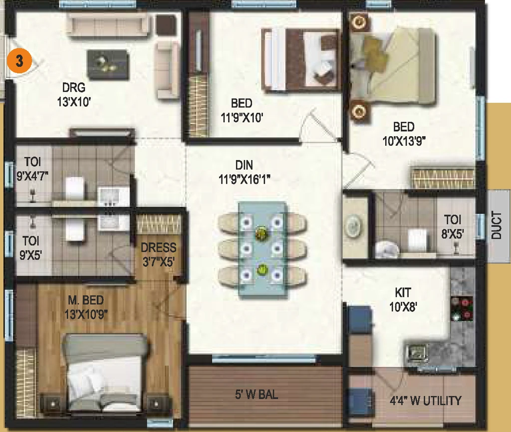 3 BHK Flat in Samhita Splendid Homes in Tadepalli, Vijayawada - Image 924498