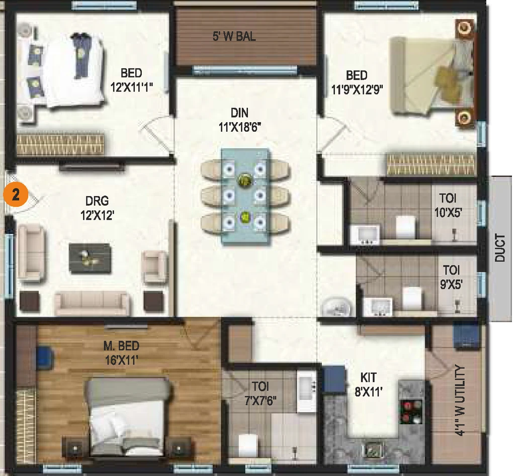 3 BHK Flat in Samhita Splendid Homes in Tadepalli, Vijayawada - Image 924499