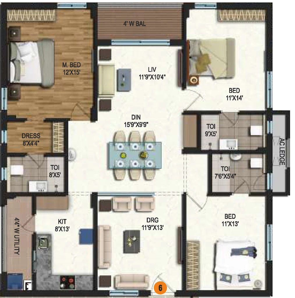 3 BHK Flat in Samhita Splendid Homes in Tadepalli, Vijayawada - Image 924500