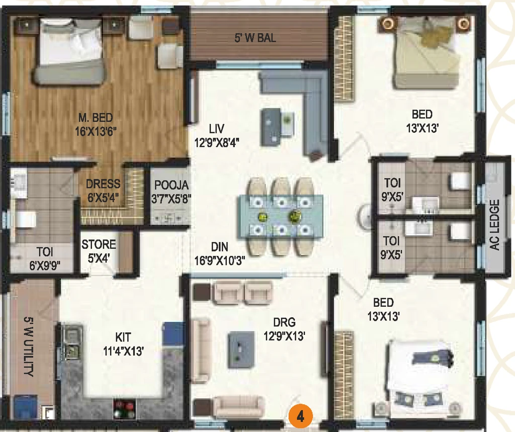 3 BHK Flat in Samhita Splendid Homes in Tadepalli, Vijayawada - Image 924501
