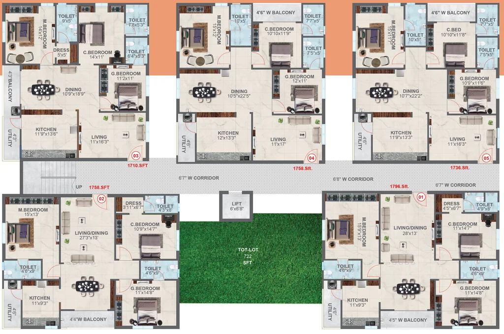 Floor Plan of Sree Boppanas Square in Tadepalli, Vijayawada - Image 418024