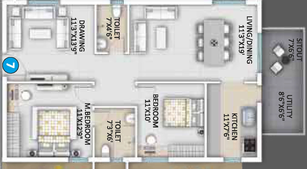 2 BHK Flat in Square The Skigh in Tadepalli, Vijayawada - Image 924506