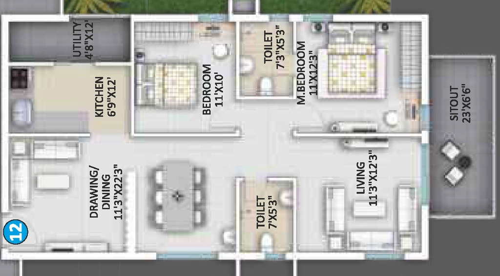 2 BHK Flat in Square The Skigh in Tadepalli, Vijayawada - Image 924507