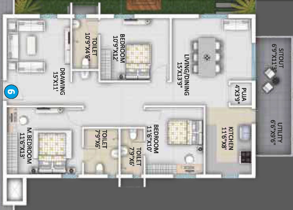 3 BHK Flat in Square The Skigh in Tadepalli, Vijayawada - Image 924508