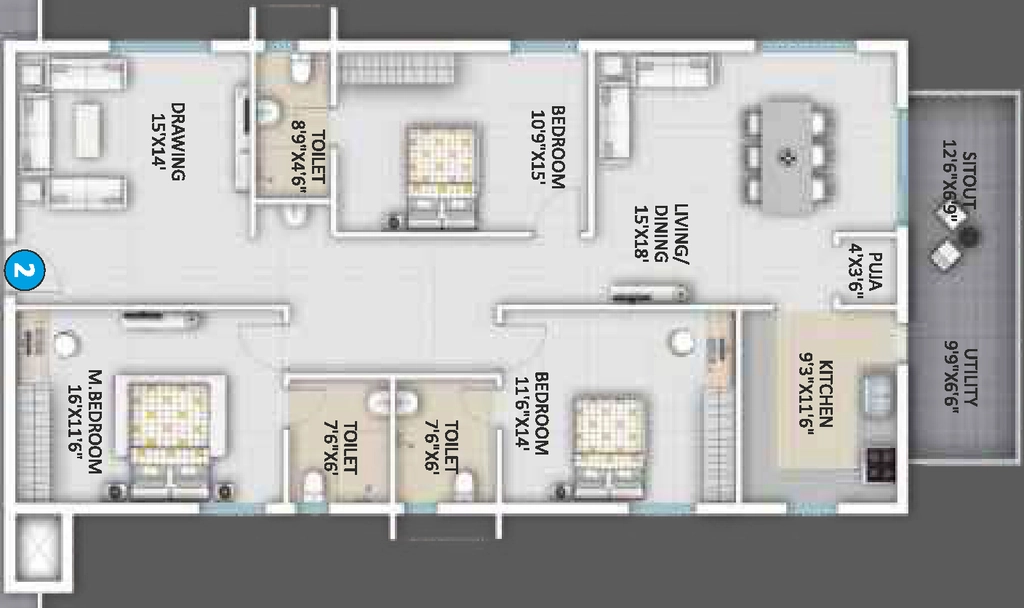 3 BHK Flat in Square The Skigh in Tadepalli, Vijayawada - Image 924510