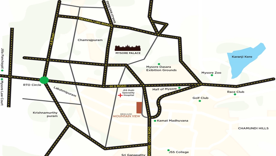 Location of Brigade Mountain View in Ramachandra Agrahara, Mysore - Image 418089