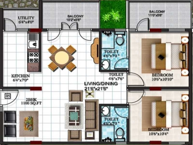 2 BHK Flat in Prithvi Palace in KC Layout, Mysore - Image 924536