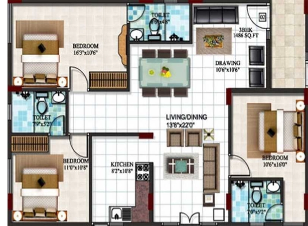 3 BHK Flat in Prithvi Palace in KC Layout, Mysore - Image 924537