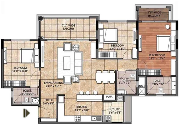 3 BHK Flat in Sankalp Imperial House in Nazarbad, Mysore - Image 924538