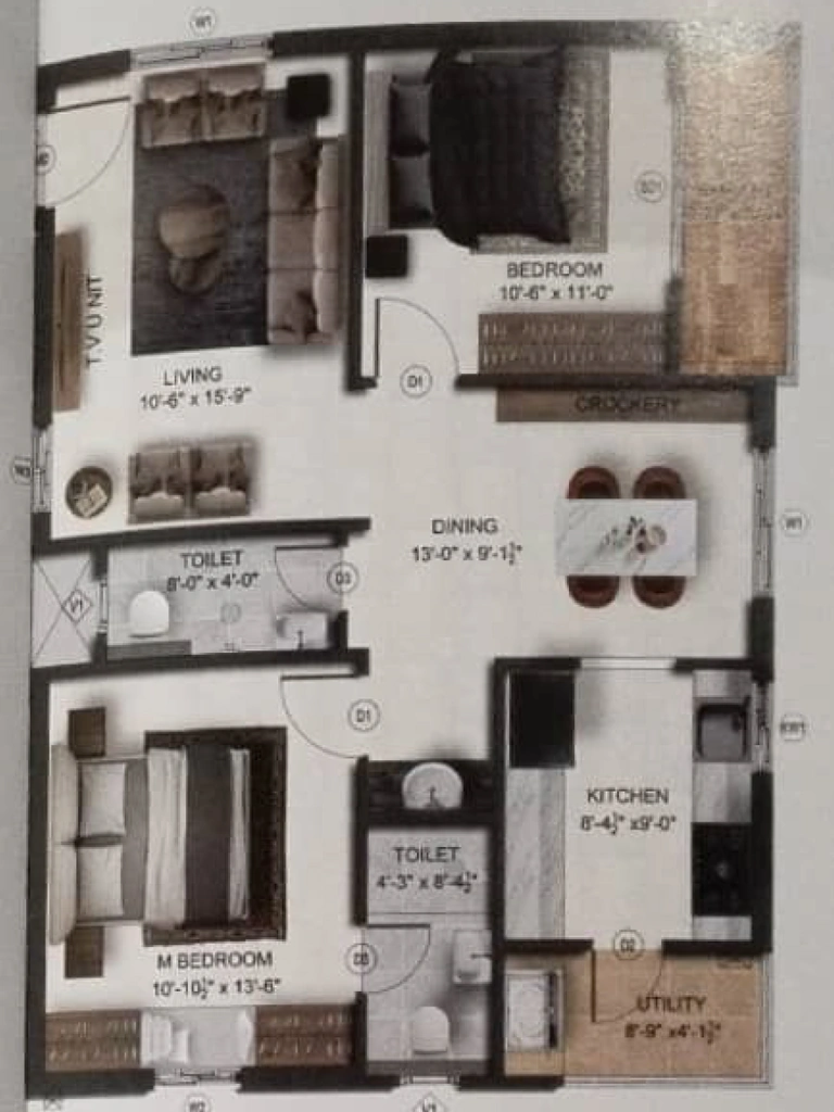 2 BHK Flat in Sri Royal Ridge in Poranki, Vijayawada - Image 924517