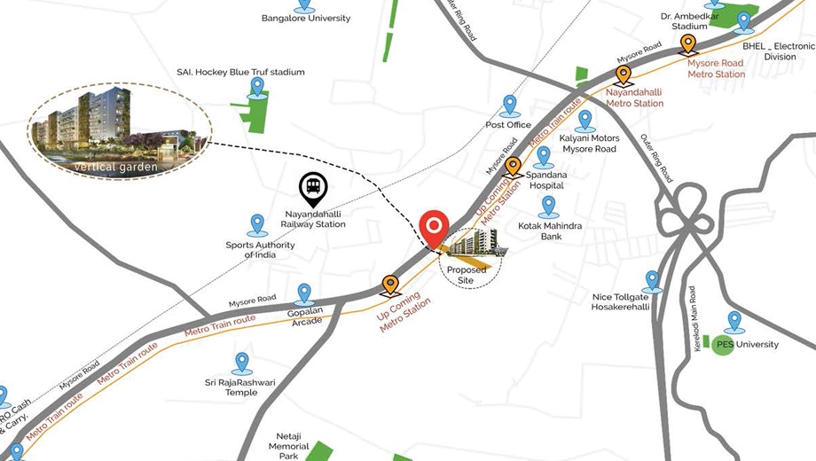 Location of Adiga Vishwapriya Vertical Garden in Mysore Road, Bangalore - Image 418173