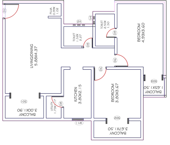 2 BHK Flat in Gravity One Viaana in Vijayanagar, Mysore - Image 924568