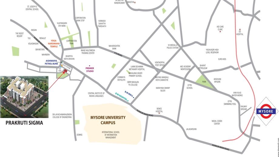 Location of Prakruti Sigma in Vijayanagar, Mysore - Image 418243