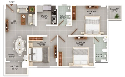 3 BHK Flat in Global Imperia in Khanapara, Guwahati - Image 924578