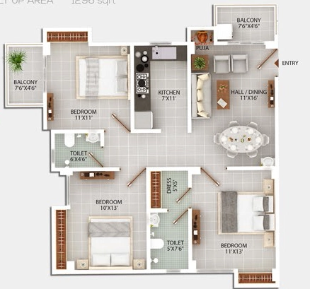 3 BHK Flat in Global Imperia in Khanapara, Guwahati - Image 924579