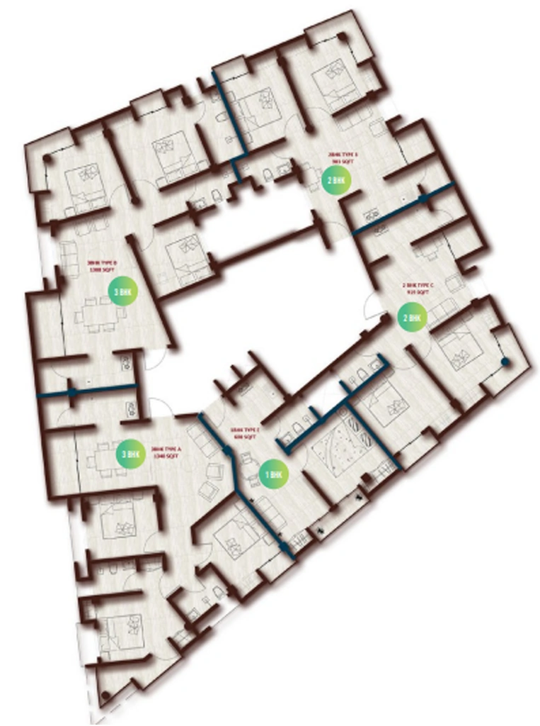 Floor Plan of Metropolitan Emerald in Geeta Nagar, Guwahati - Image 418267