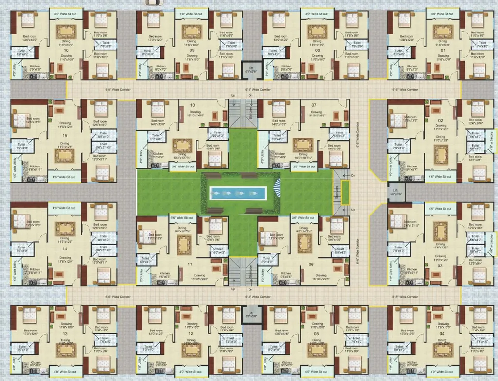 Floor Plan of Crescent Indra Vijaya Towers in Tadepalli, Vijayawada - Image 418273