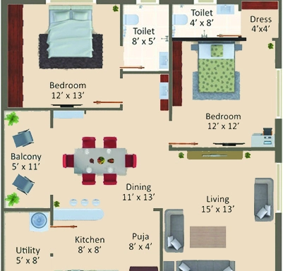 2 BHK Flat in North East Infra in Kanuru, Vijayawada - Image 924595