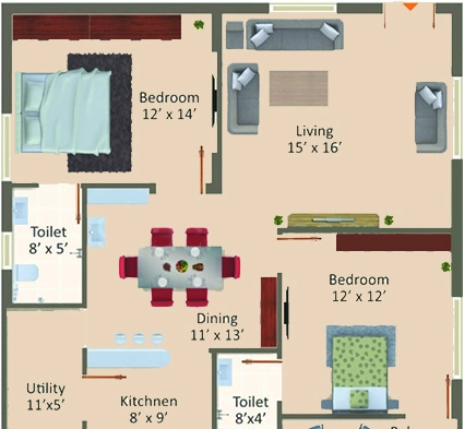 2 BHK Flat in North East Infra in Kanuru, Vijayawada - Image 924597