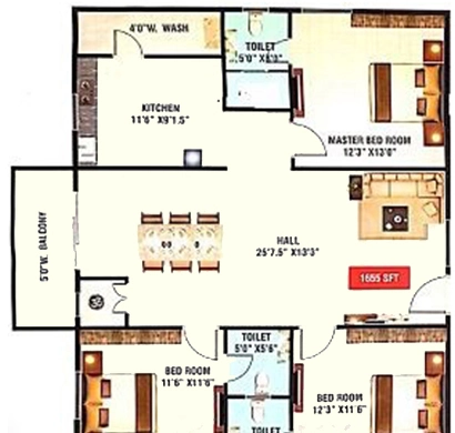 3 BHK Flat in Parijatha Amaravathi Pride in Tadepalli, Vijayawada - Image 924606