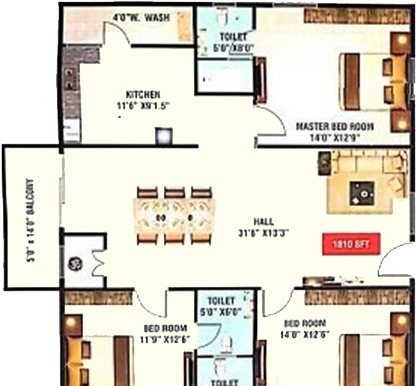 3 BHK Flat in Parijatha Amaravathi Pride in Tadepalli, Vijayawada - Image 924607