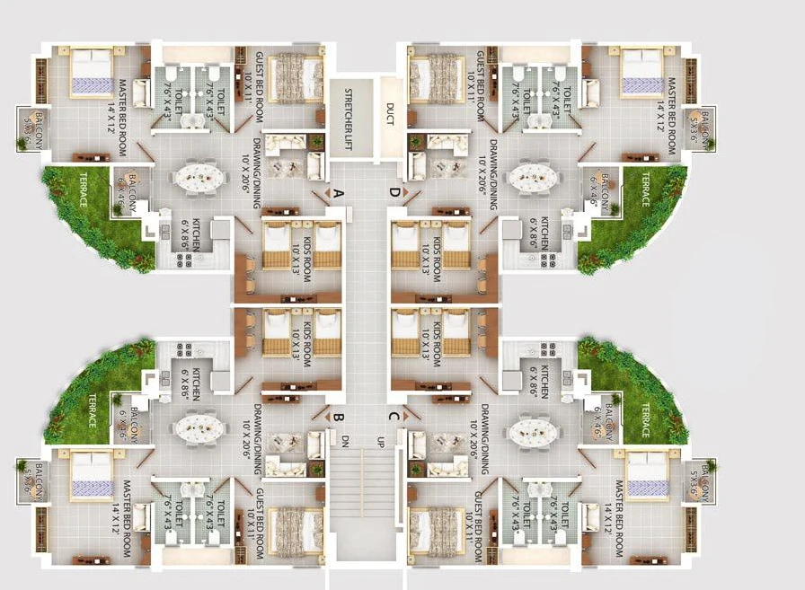 Floor Plan of Protech Green in Panjabari, Guwahati - Image 418324