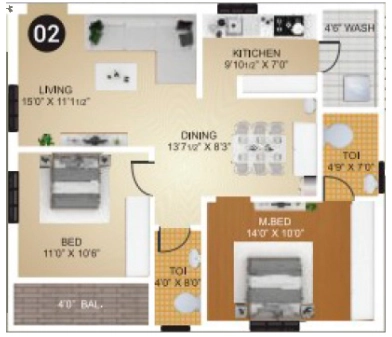 2 BHK Flat in Sree Amaravati Icon in Tadepalli, Vijayawada - Image 924617