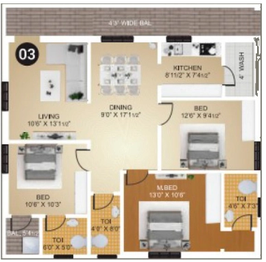 3 BHK Flat in Sree Amaravati Icon in Tadepalli, Vijayawada - Image 924620