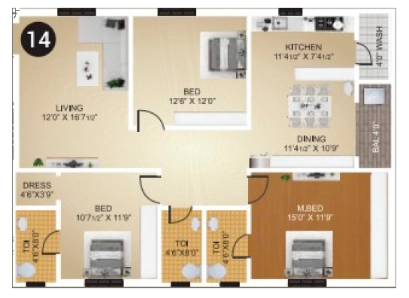 3 BHK Flat in Sree Amaravati Icon in Tadepalli, Vijayawada - Image 924623