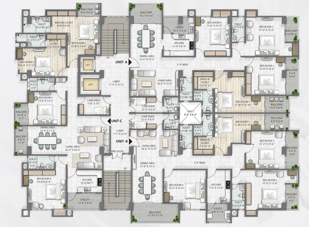 Floor Plan of Uttarayan Kamal Court in Beltola, Guwahati - Image 418385