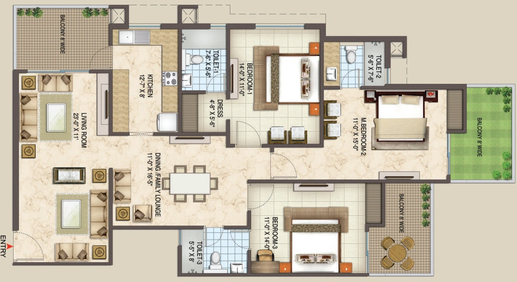 3 BHK Flat in Siddharth Rajpur Regal in Rajpur Road, Dehradun - Image 924652