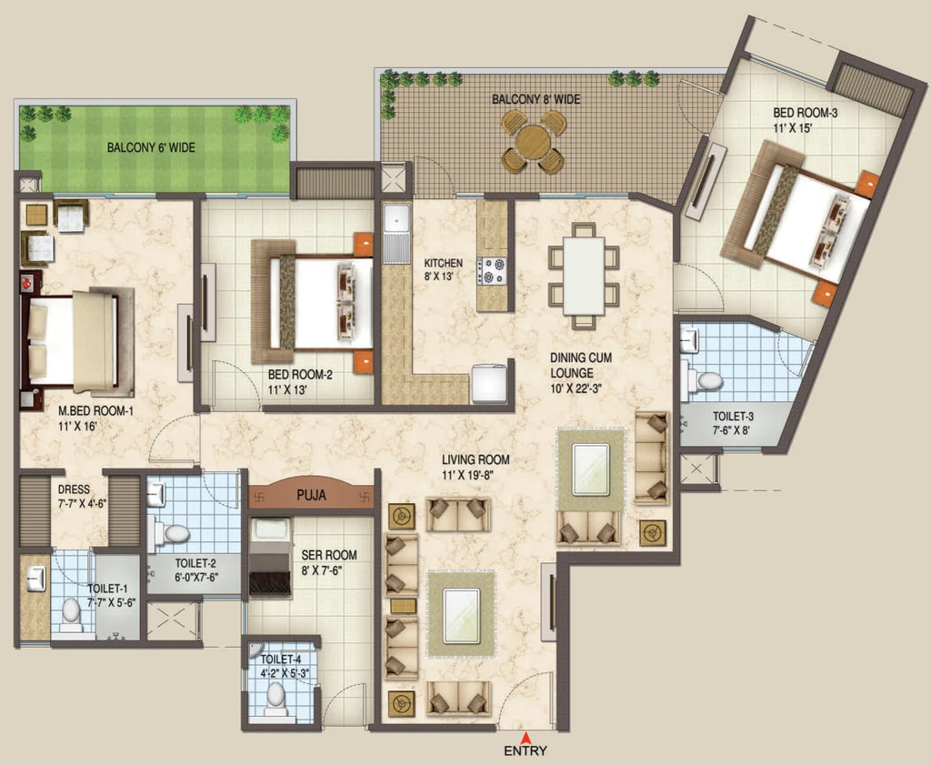 3 BHK Flat in Siddharth Rajpur Regal in Rajpur Road, Dehradun - Image 924654