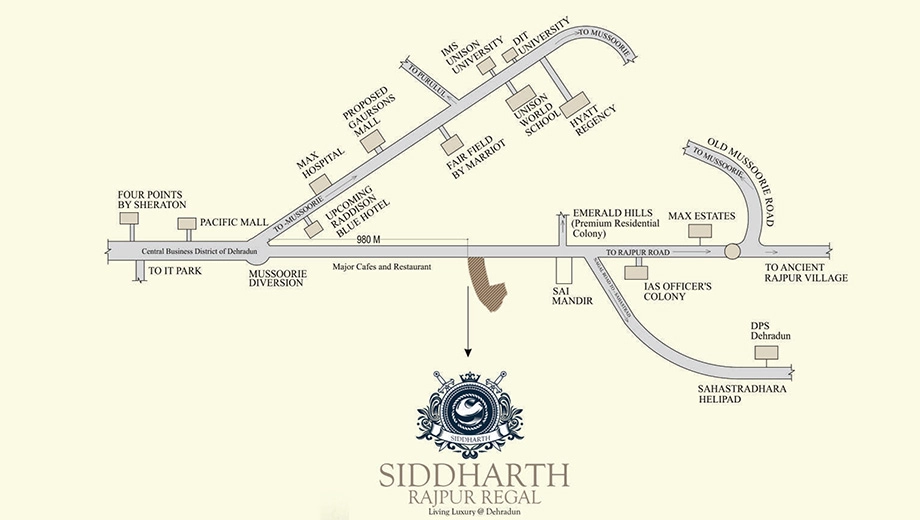 Location of Siddharth Rajpur Regal in Rajpur Road, Dehradun - Image 418419