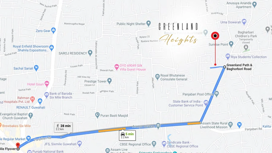 Location of Percept Greenland Heights in Panjabari, Guwahati - Image 418434