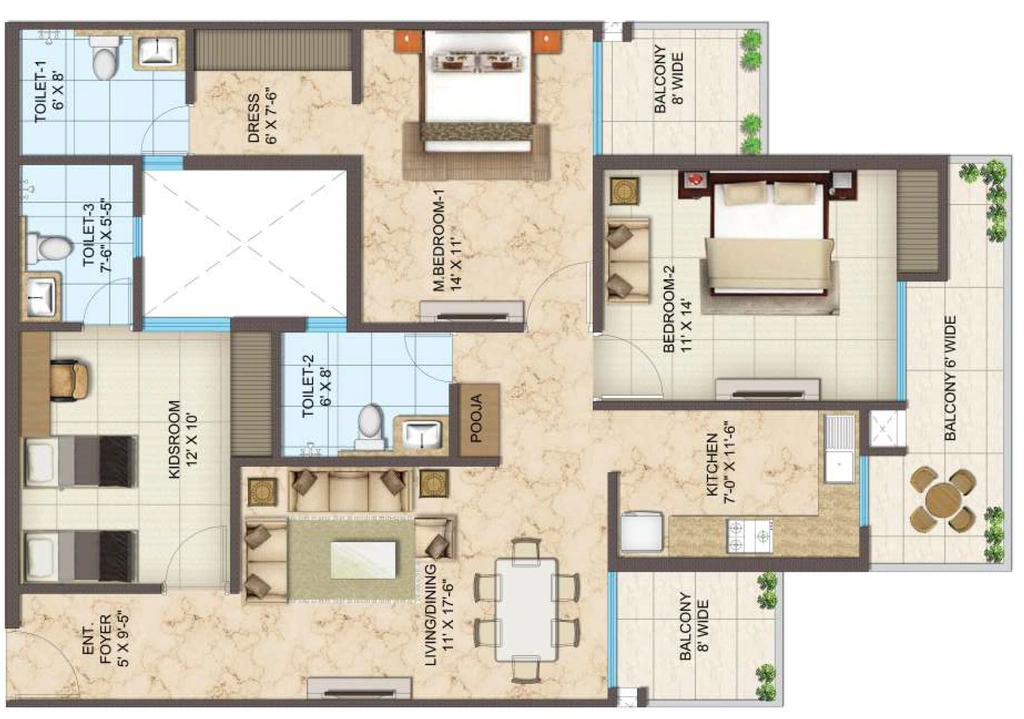 3 BHK Flat in Siddharth Racecourse One in Race Course, Dehradun - Image 924670