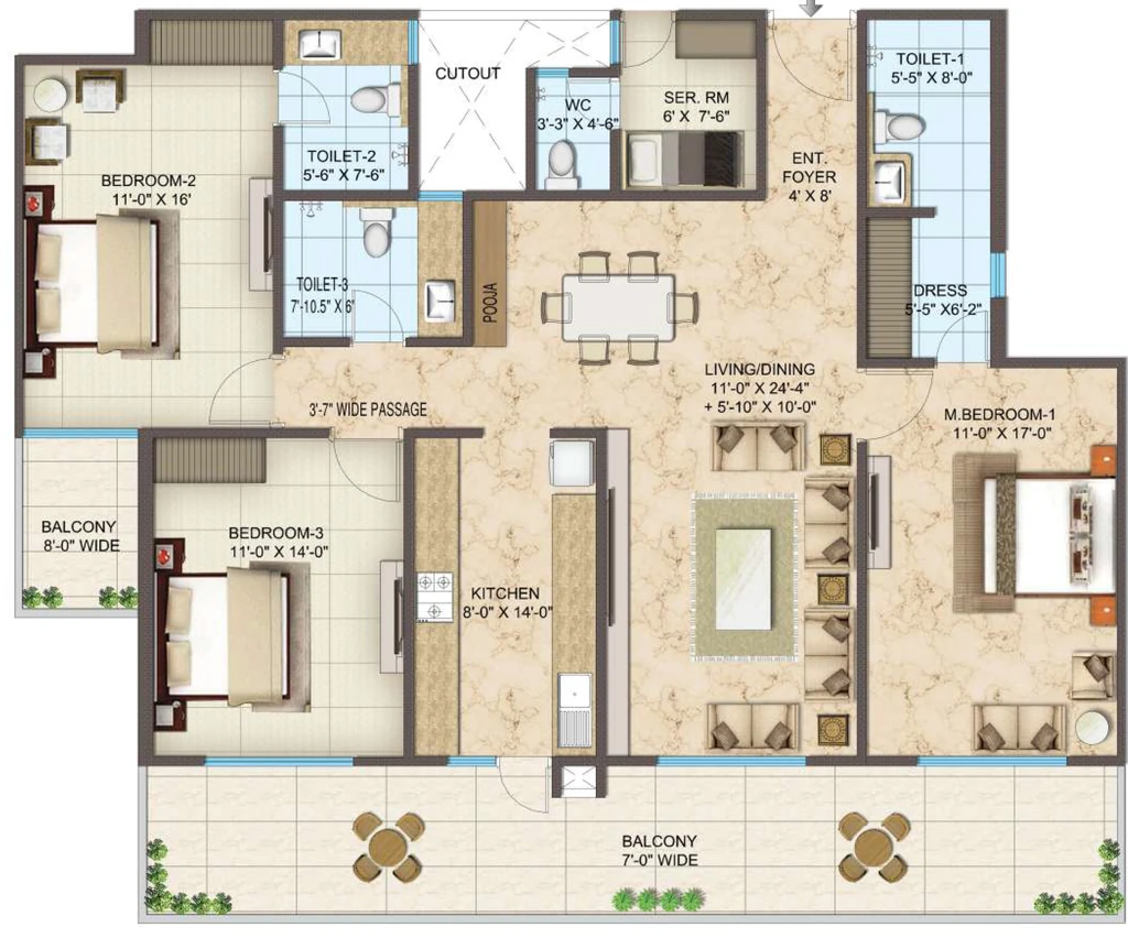 3 BHK Flat in Siddharth Racecourse One in Race Course, Dehradun - Image 924671