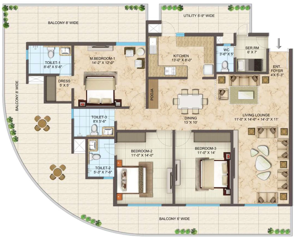 3 BHK Flat in Siddharth Racecourse One in Race Course, Dehradun - Image 924672